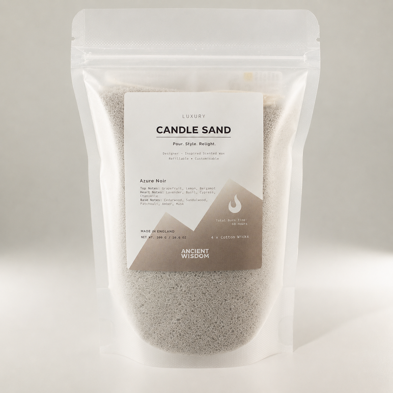 Vela perfumada de color arena - Gris cálido - Azul negro - 300 g