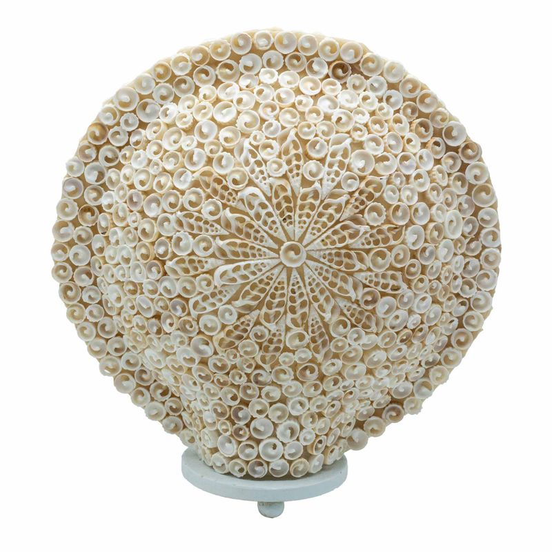 Lámpara bohemia de concha marina - concha de arte tallada, grande y redonda - 30 cm