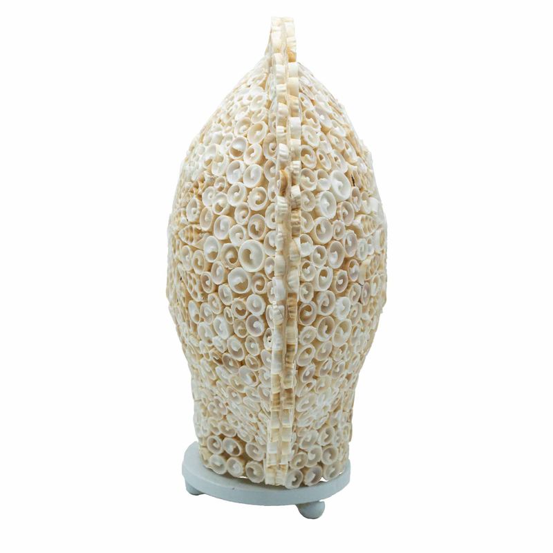 Lámpara bohemia de concha marina - concha de arte tallada, grande y redonda - 30 cm