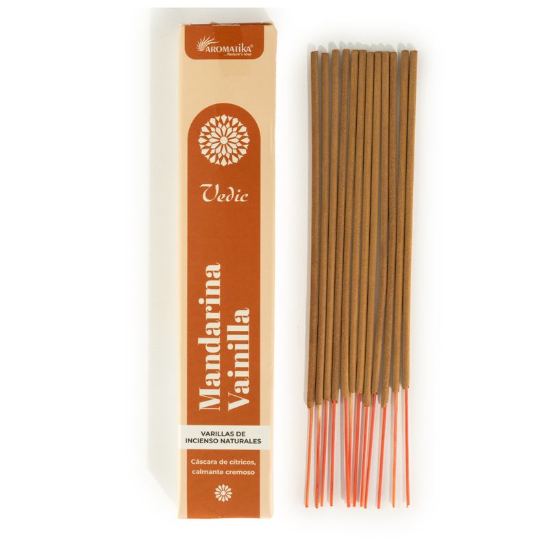 Caja de 12 varillas de incienso védico - Mandarina-Vainilla