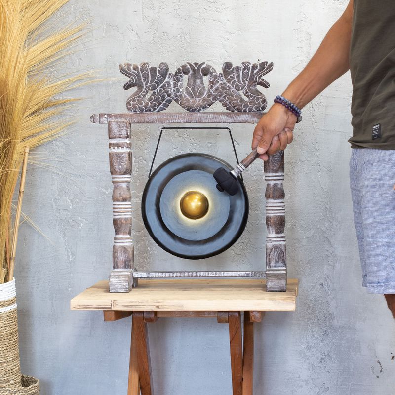 Gong sanador pequeño con soporte - 25 cm - Negro