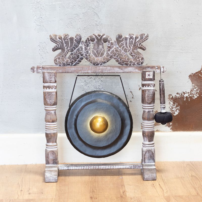 Gong sanador pequeño con soporte - 25 cm - Negro