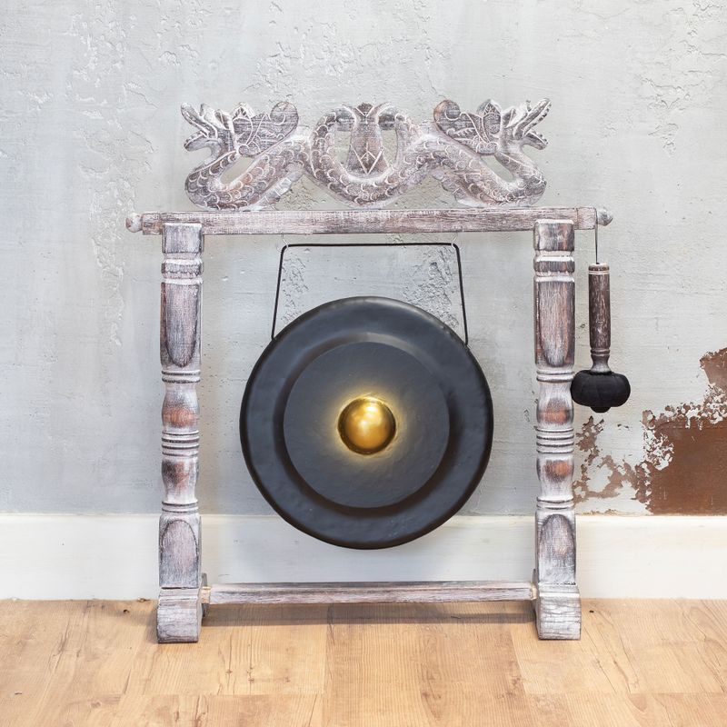 Gong mediano en soporte - 35 cm - Negro