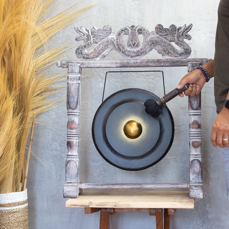 Gong mediano en soporte - 35 cm - Negro