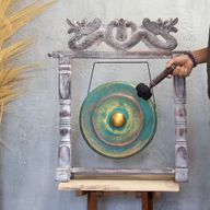 Gong mediano con soporte - 35 cm - verde lavado
