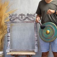 Gong mediano con soporte - 35 cm - verde lavado
