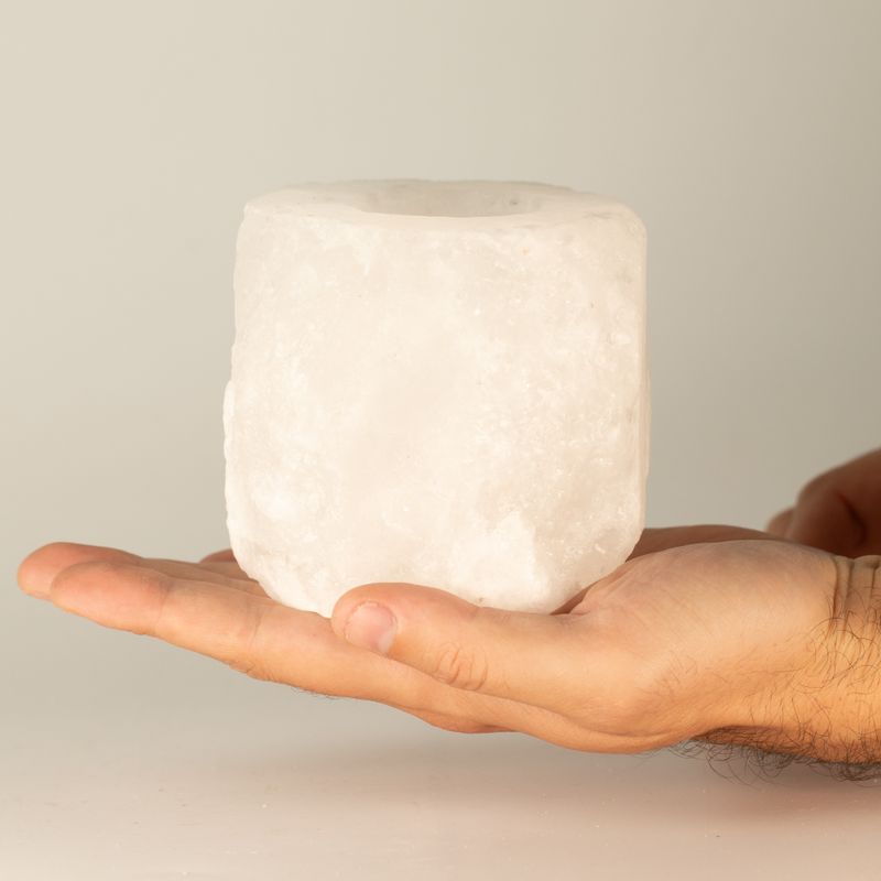 Portavelas de sal del Himalaya en roca de cristal 600-800 g