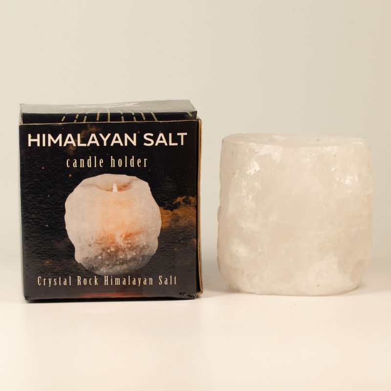 Portavelas de sal del Himalaya en roca de cristal 600-800 g