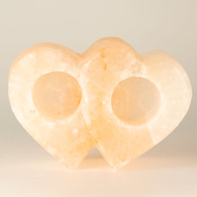Portavelas de sal con doble corazón 1 kg