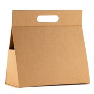 Caja de regalo plegable - Caja de mano grande (28x12.5x26cm) - Marrón artesanal