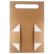Caja de regalo plegable - con forma de caja de vino (33.5x10x10.5cm) - Marrón kraft