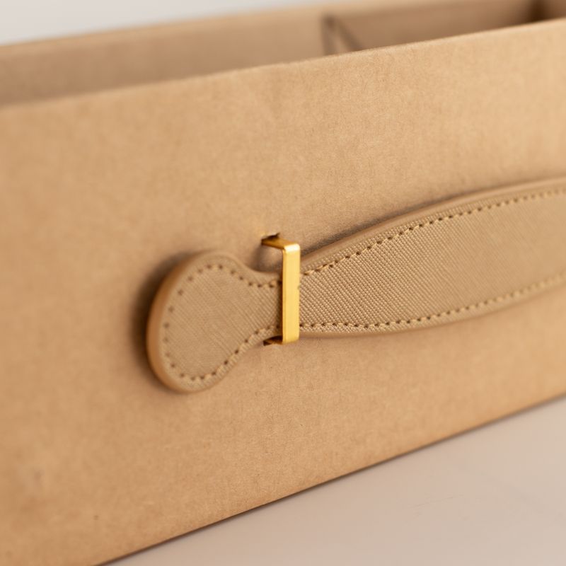Caja de regalo plegable - con forma de caja de vino (33.5x10x10.5cm) - Marrón kraft
