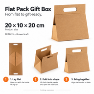 Caja de regalo desmontable - Caja a mano (20 x 10 x 20 cm) - Marrón kraft