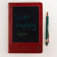 Cuaderno de Intenciones - Pantalla LCD Borrable - Efecto Cuero Rojo - Hoja de Latón - 80 Hojas