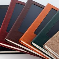 Cuaderno de Intenciones - Pantalla LCD Borrable - Efecto Cuero Rojo - Hoja de Latón - 80 Hojas