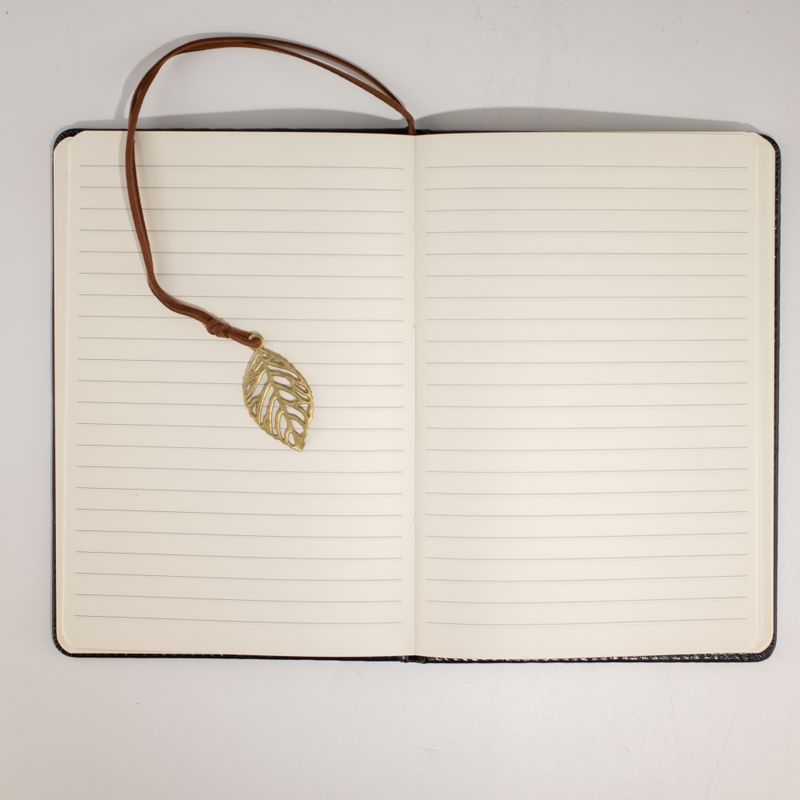 Cuaderno de Intenciones - Pantalla de limpieza LCD - Efecto cuero negro - Hoja de latón - 80 hojas