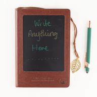 Cuaderno de Intenciones - Pantalla LCD Limpiable - Efecto Cuero Marrón - Hoja de Latón - 80 Hojas