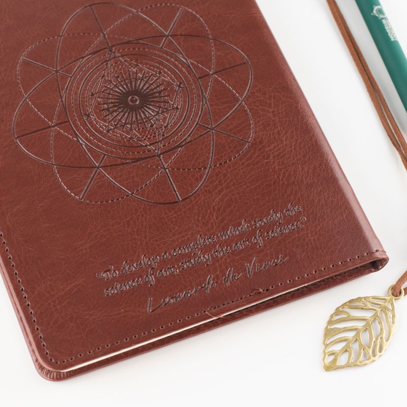Cuaderno de Intenciones - Pantalla LCD Limpiable - Efecto Cuero Marrón - Hoja de Latón - 80 Hojas