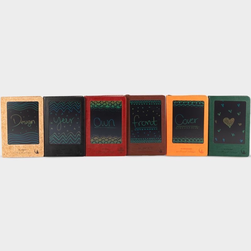 Cuaderno de Intenciones - Pantalla LCD Limpiable - Efecto Cuero Marrón - Hoja de Latón - 80 Hojas