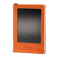Cuaderno de Intenciones - Pantalla LCD de Limpieza - Efecto Cuero Naranja - Hoja de Latón - 80 Hojas
