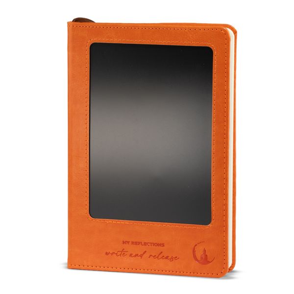 Cuaderno de intenciones A5 - Pantalla LCD borrable - Efecto cuero naranja - 80 hojas