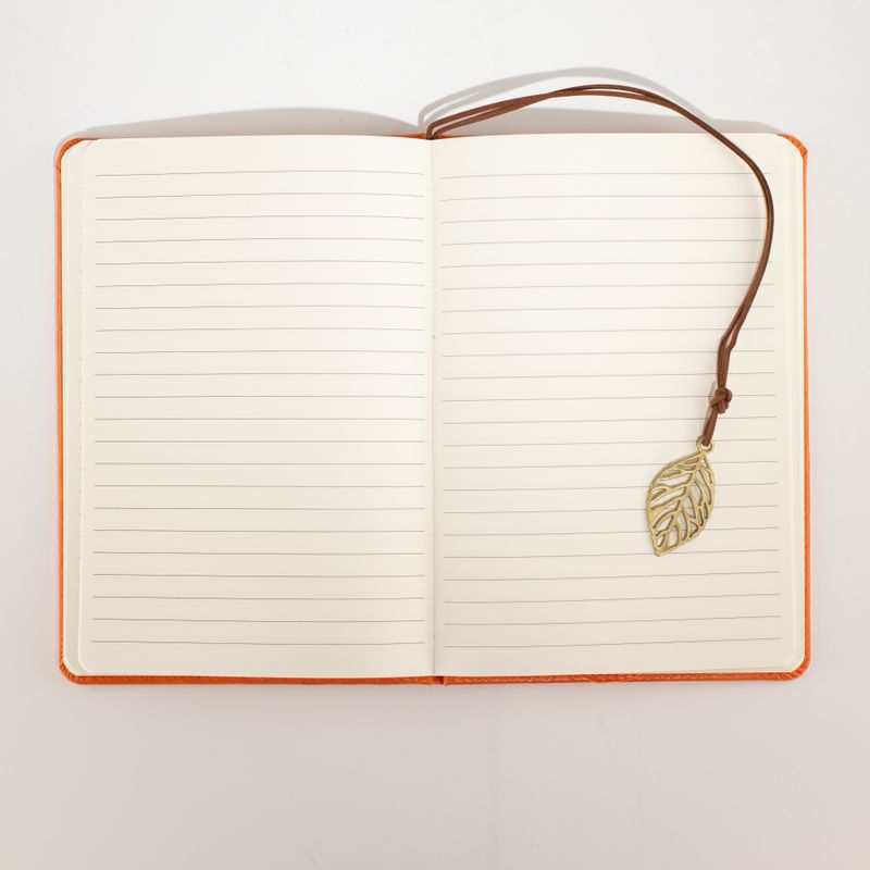 Cuaderno de Intenciones - Pantalla LCD de Limpieza - Efecto Cuero Naranja - Hoja de Latón - 80 Hojas