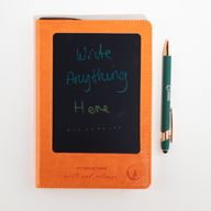 Cuaderno de Intenciones - Pantalla LCD de Limpieza - Efecto Cuero Naranja - Hoja de Latón - 80 Hojas