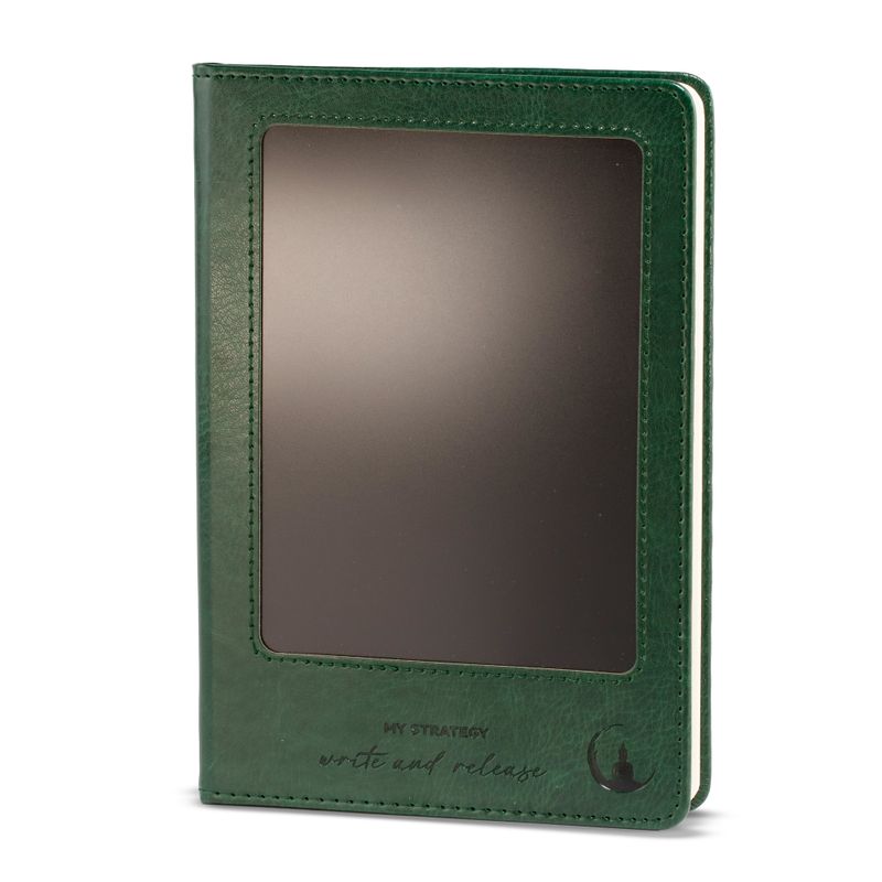 Cuaderno de Intenciones - Pantalla de limpieza LCD - Efecto piel verde - Hoja de latón - 80 hojas