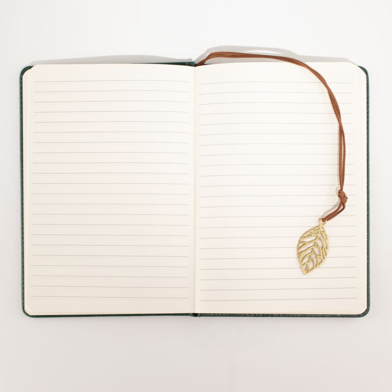 Cuaderno de Intenciones - Pantalla de limpieza LCD - Efecto piel verde - Hoja de latón - 80 hojas