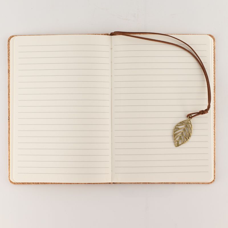 Cuaderno de Intención - Pantalla LCD que se limpia - Efecto cuero de corcho - Hoja de latón - 80 hojas