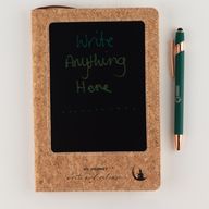 Cuaderno de Intención - Pantalla LCD que se limpia - Efecto cuero de corcho - Hoja de latón - 80 hojas