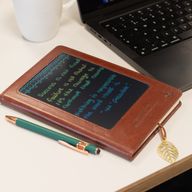 Cuaderno de notas A5 - pantalla LCD borrable - efecto cuero de corcho - 80 hojas
