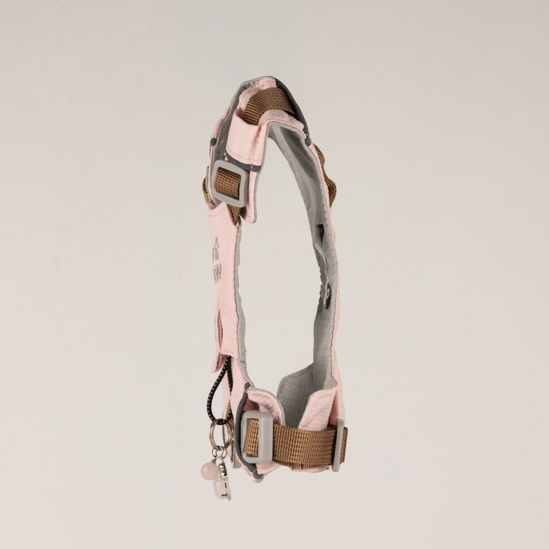 PAW - XS (2-4 kg) Arnés de paso para perros Guardian con malla reflectante - Rosa suave - Colgante de cuarzo rosa