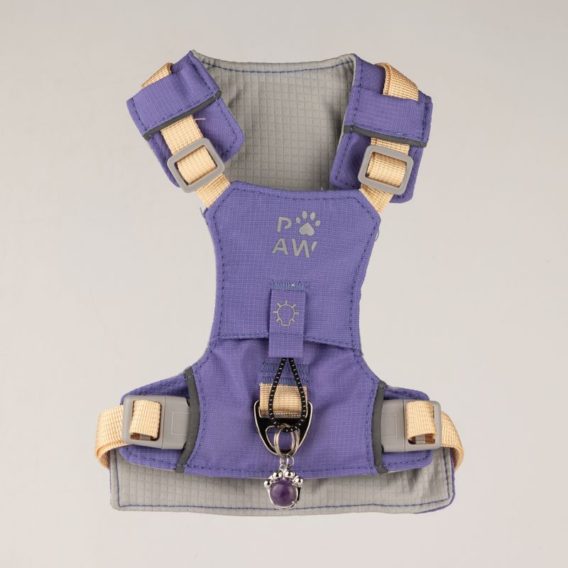 PAW - S (4-8 kg) Arnés de paso para perros Guardian con malla reflectante - Lavanda - Colgante de amatista