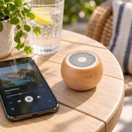 Mini altavoz de madera con Efecto Mandela