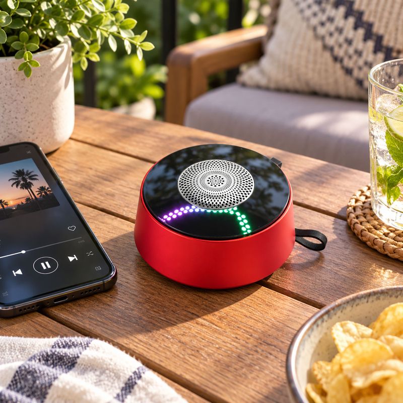 Altavoz mini con efecto de iluminación Mandela rojo