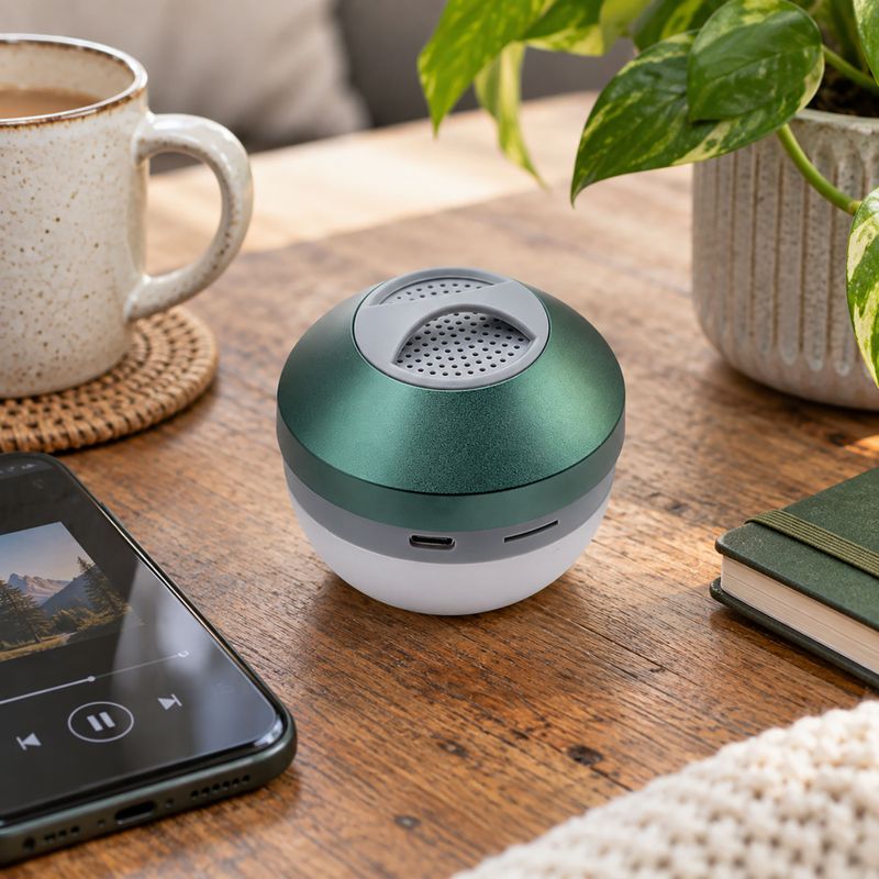 Luz colgante para acampar y mini altavoz - verde
