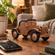 Altavoz clásico vintage para coche y soporte para teléfono - Bluetooth - 5 vatios