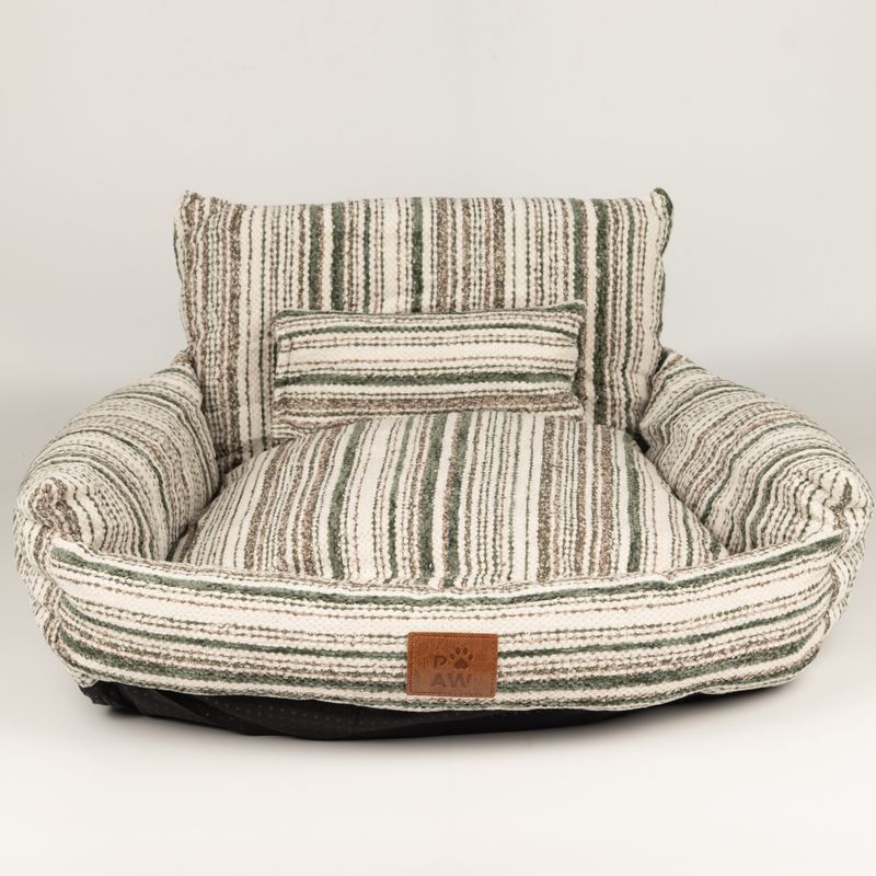 Cama para patitas - Sofá pequeño - Rayas marrones - 50x50x26cm
