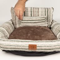 Cama para patitas - Sofá pequeño - Rayas marrones - 50x50x26cm