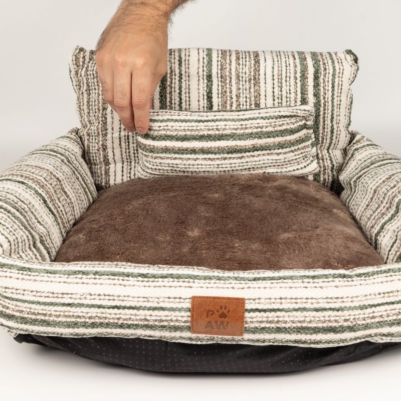 Cama para patitas - Sofá pequeño - Rayas marrones - 50x50x26cm