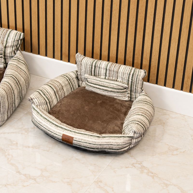 Cama para patitas - Sofá pequeño - Rayas marrones - 50x50x26cm