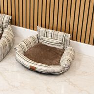 Cama para patitas - Sofá pequeño - Rayas marrones - 50x50x26cm