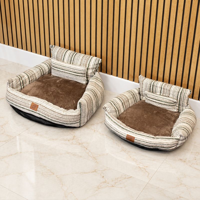 Cama para Patas - Sofá Mediano - Rayas Marrones - 60x60x28cm