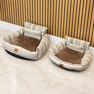 Cama para Patas - Sofá Mediano - Rayas Marrones - 60x60x28cm