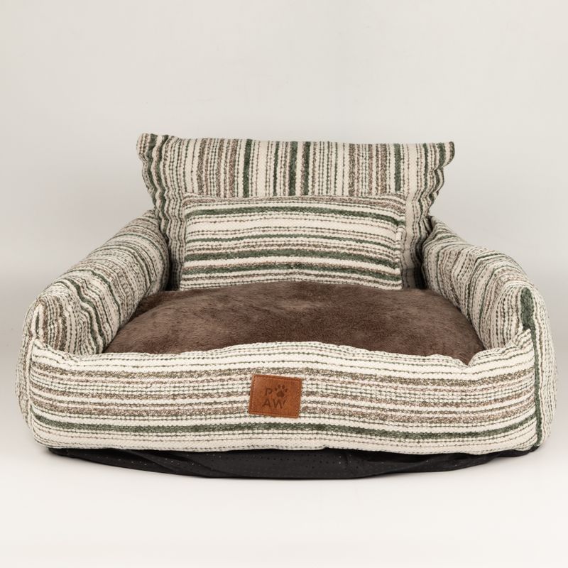 Cama para Patas - Sofá Mediano - Rayas Marrones - 60x60x28cm