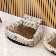 Cama para Patas - Sofá Mediano - Rayas Marrones - 60x60x28cm