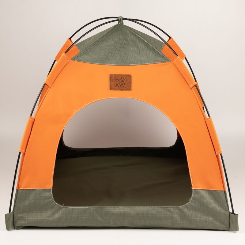 Cama para patitas - Tienda verde y naranja - 48 x 48 x 40 cm