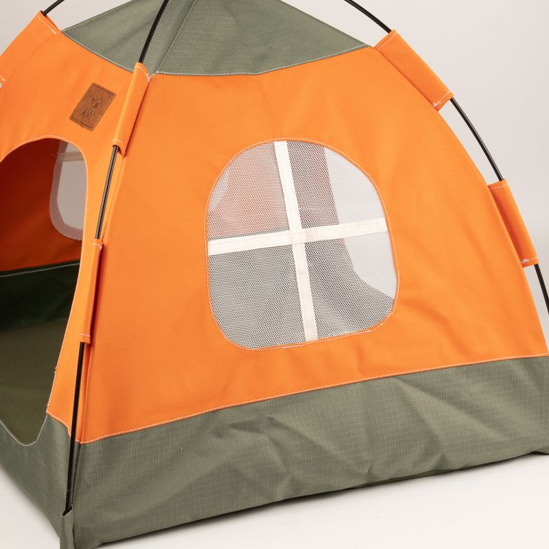 Cama para patitas - Tienda verde y naranja - 48 x 48 x 40 cm
