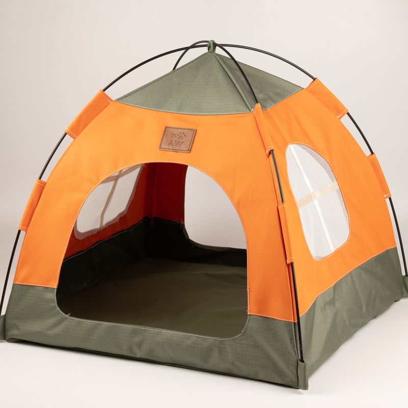 Cama para patitas - Tienda verde y naranja - 48 x 48 x 40 cm